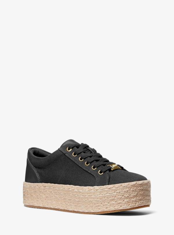 Damske Tenisky Michael Kors Libby Cotton Canvas Platform Čierne - Topanky Michael Kors Sleva | GKFHJ-6409